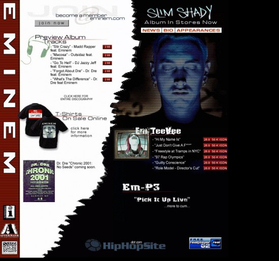 01 Фотография сайта Эминема 29 апреля 1999 Eminem Site